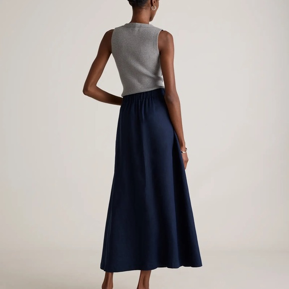 NWT Quince 100% European Linen Maxi Skirt Navy Size Small - Picture 4 of 5